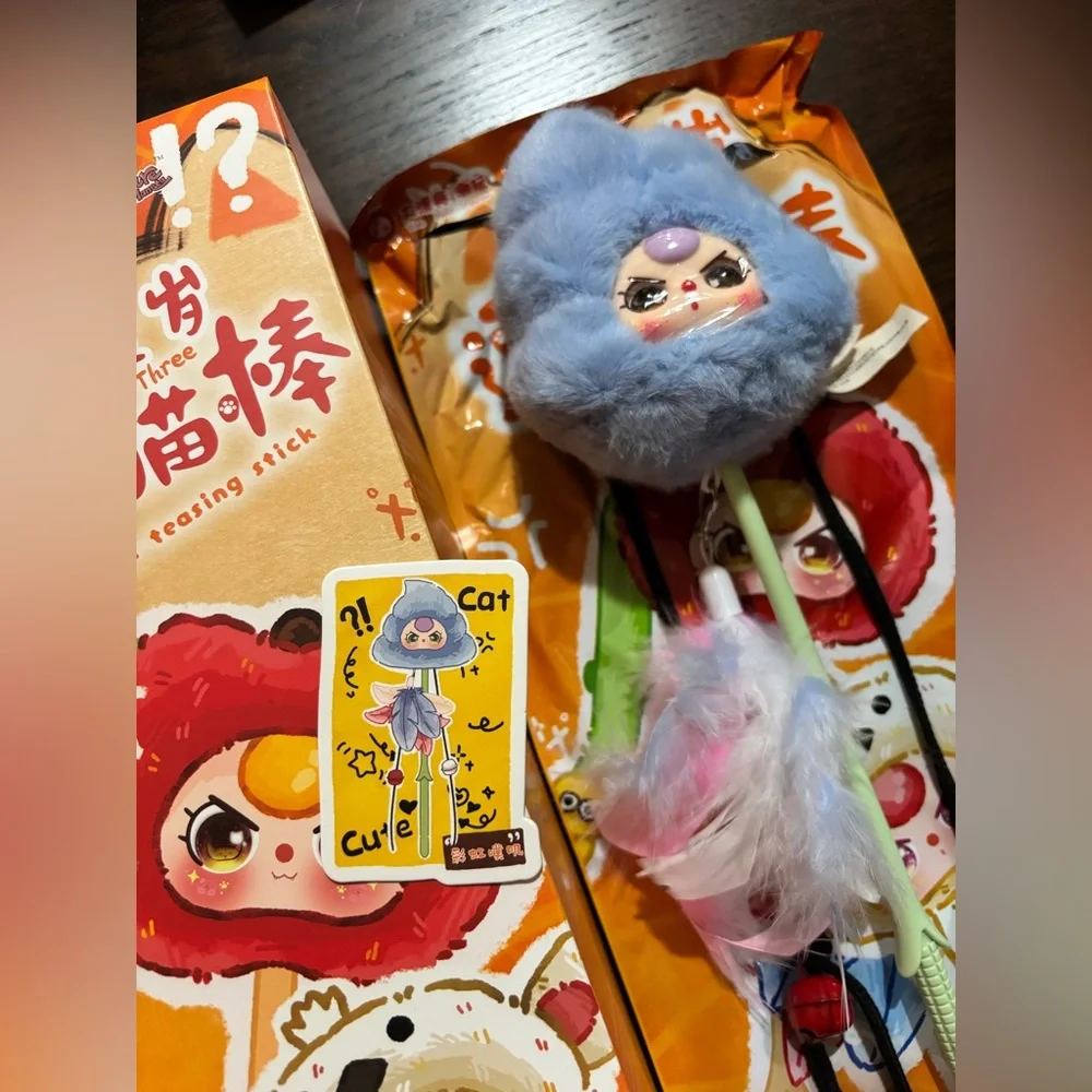 Baby Three Cat Teasing Stick Plush Series Confirmed Rainbow Puff